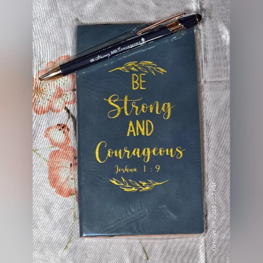 Navy Journal with Gold Lettering and stylus Pen nip